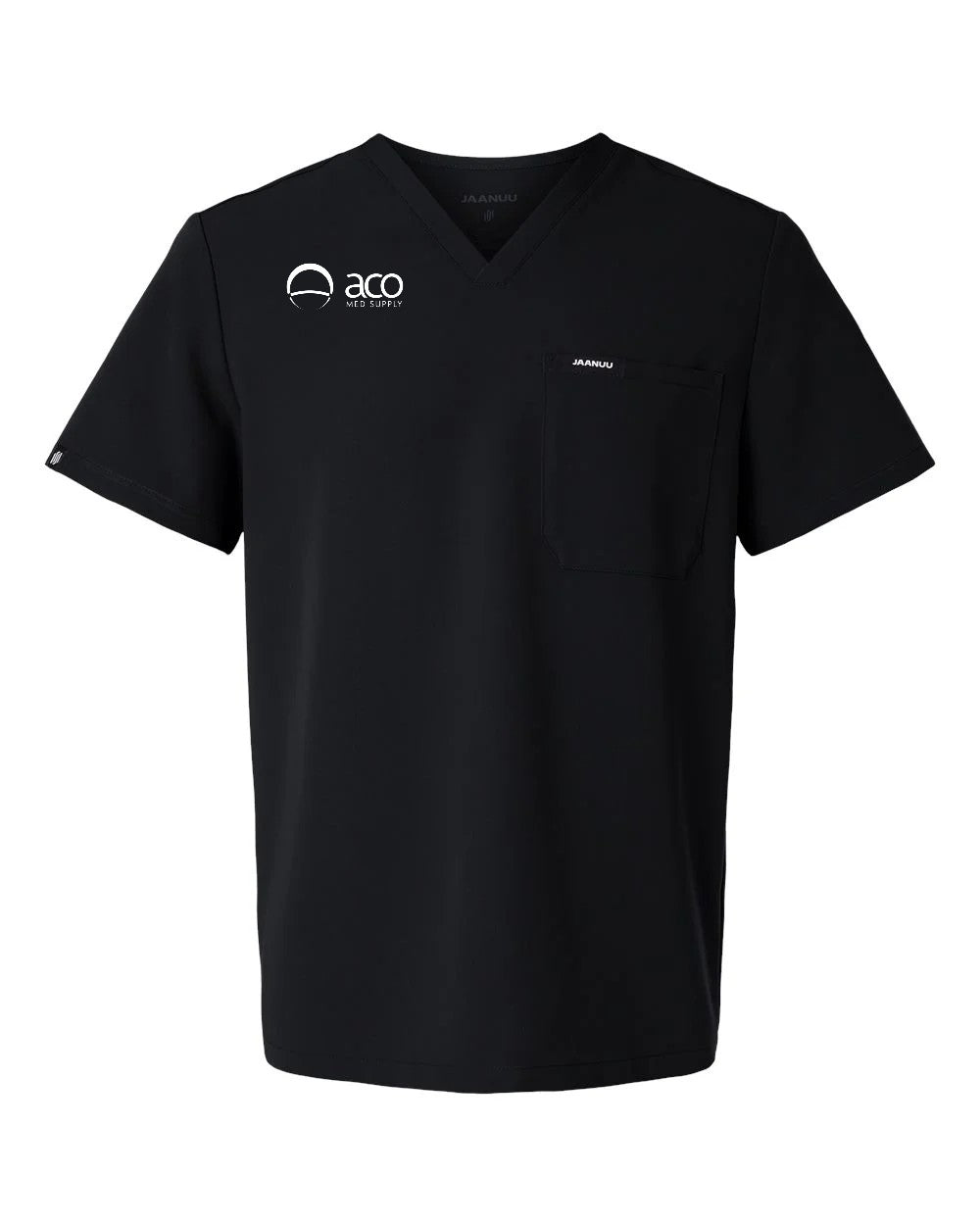 Jaanuu Men's Holmes Everyday 1-Pocket Scrub V-Neck Top With Logo