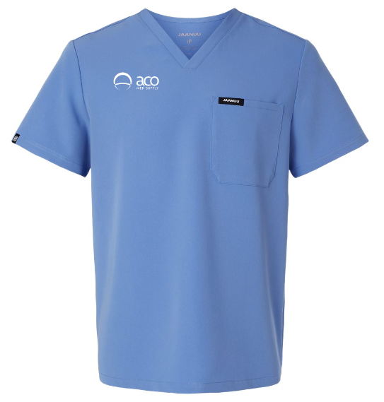 Jaanuu Men's Holmes Everyday 1-Pocket Scrub V-Neck Top With Logo
