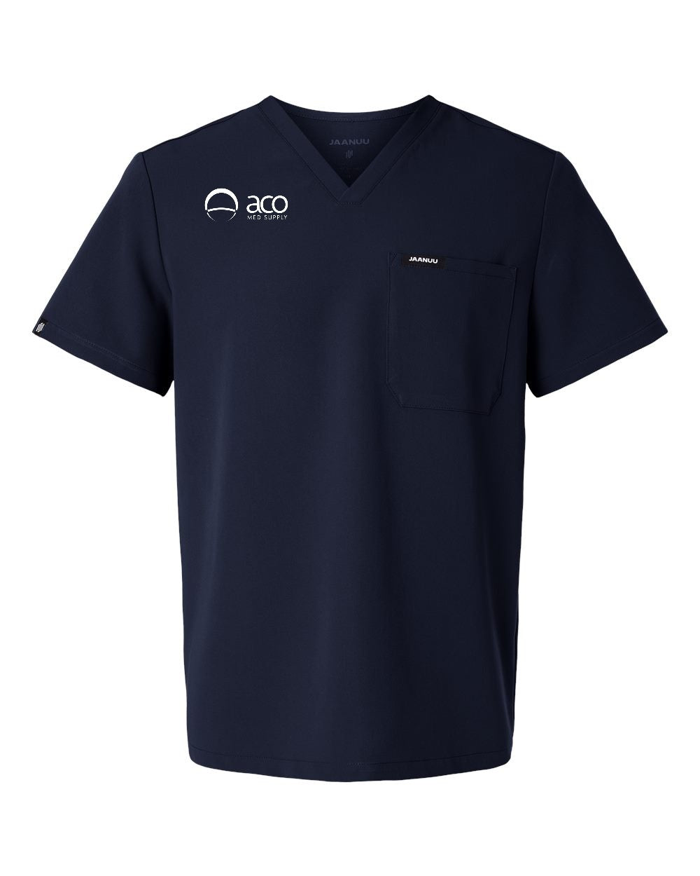 Jaanuu Men's Holmes Everyday 1-Pocket Scrub V-Neck Top With Logo