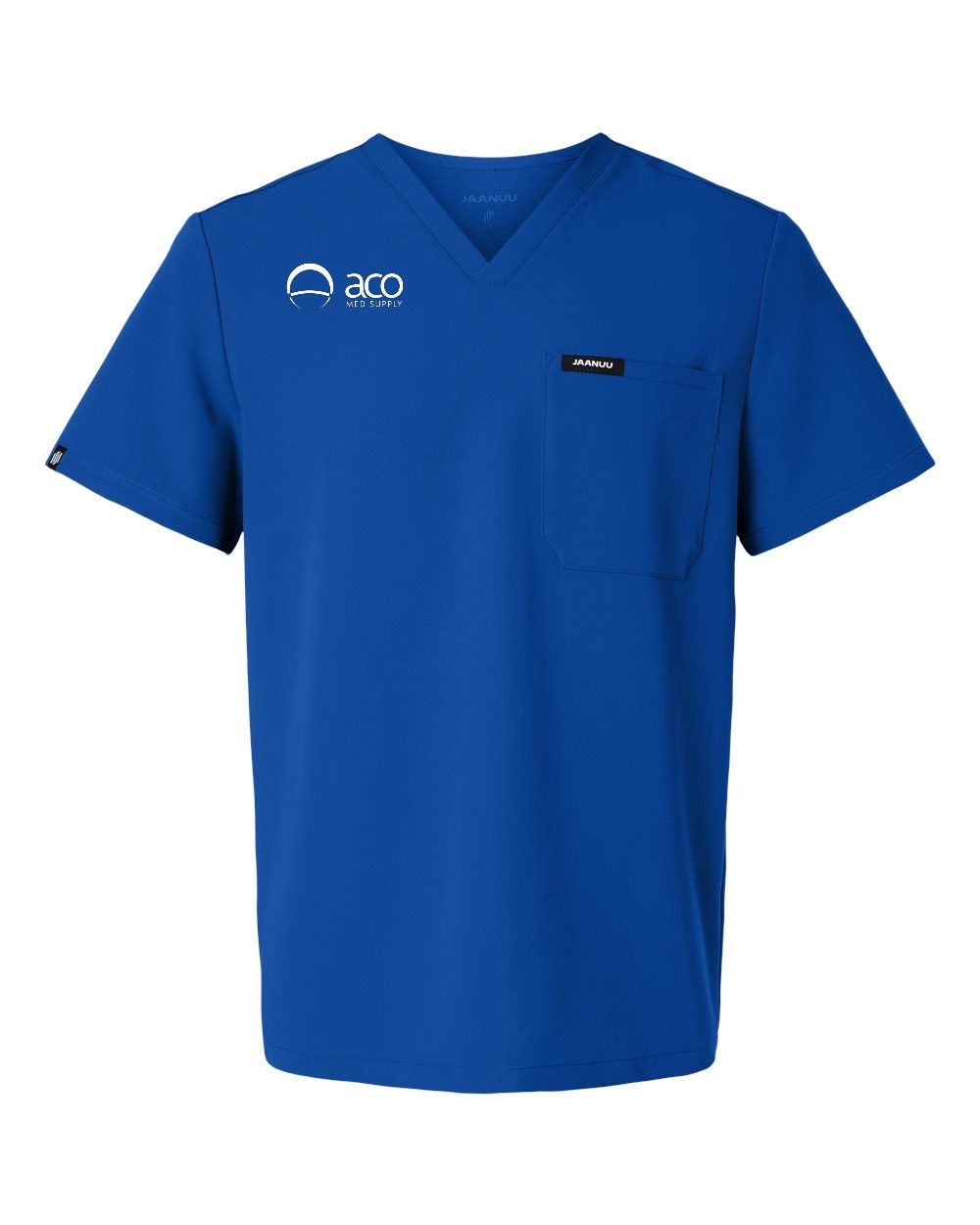 Jaanuu Men's Holmes Everyday 1-Pocket Scrub V-Neck Top With Logo