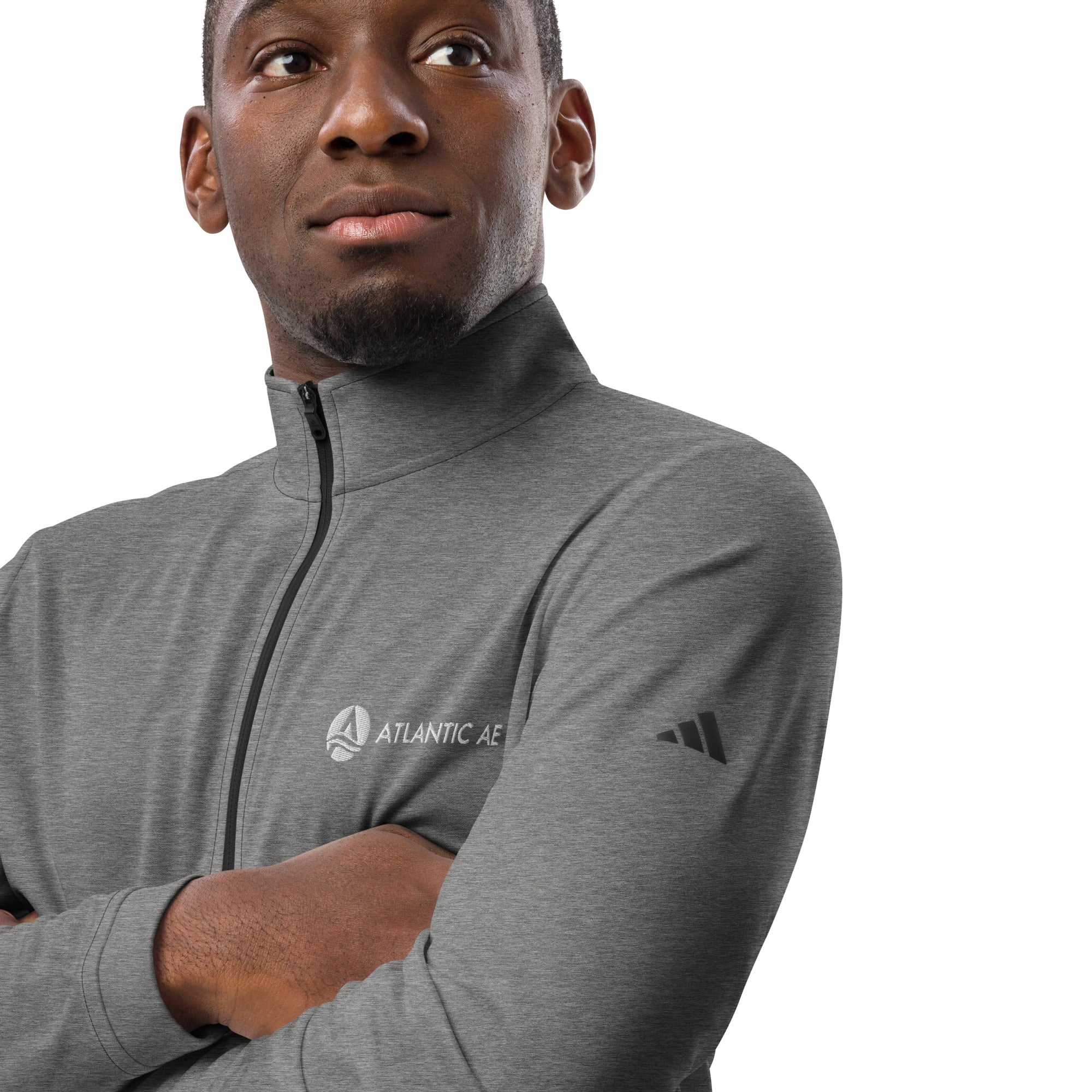 Atlantic AE Quarter Zip Adidas Dry-Wick Pullover - White Logo