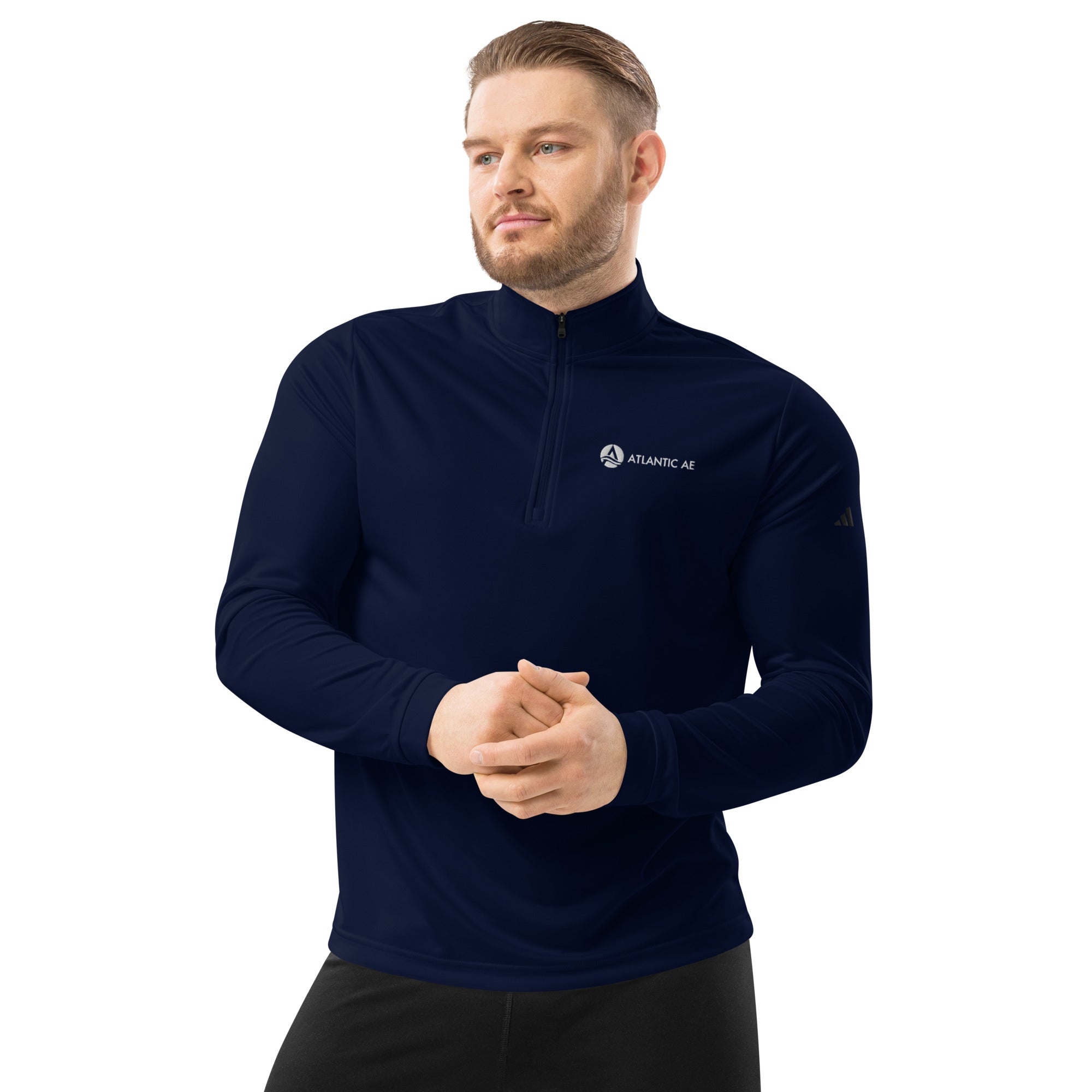 Atlantic AE Quarter Zip Adidas Dry-Wick Pullover - White Logo