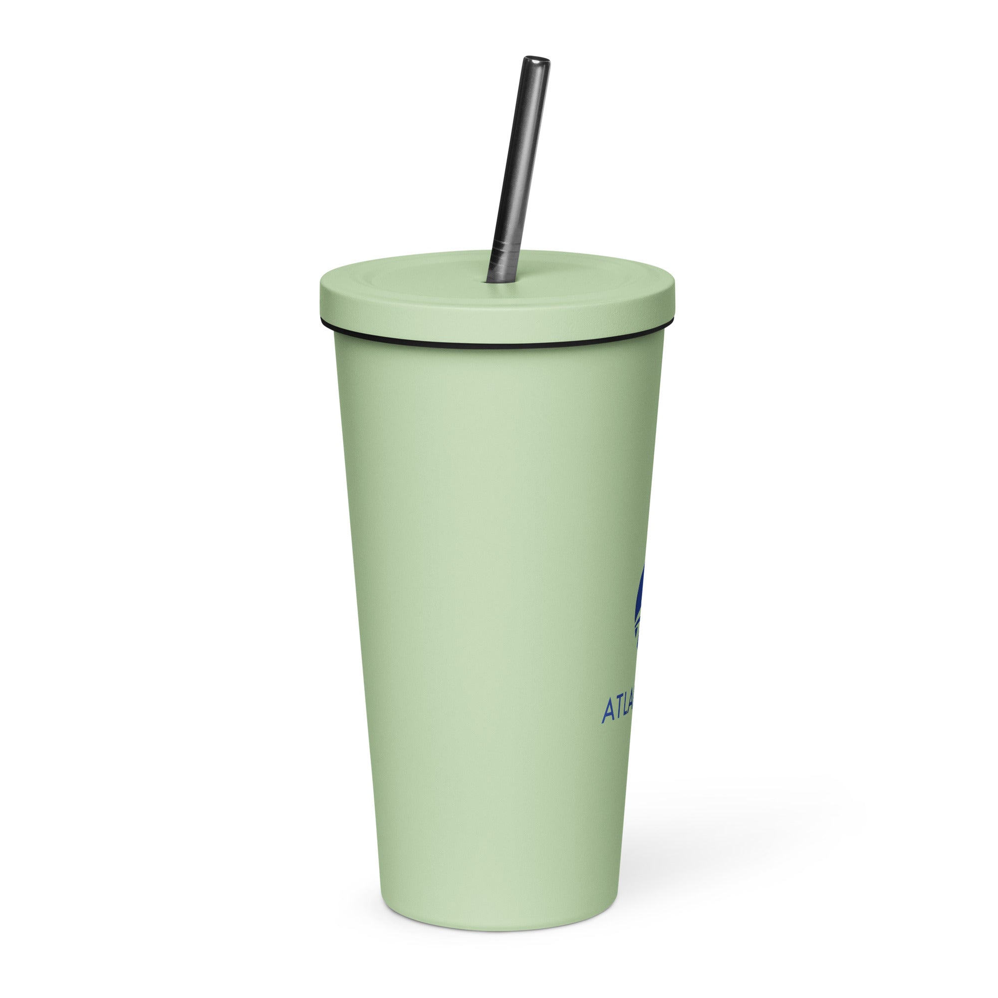 Stainless Steel Insulated Tumbler 20oz W/ Straw - Blue Logo