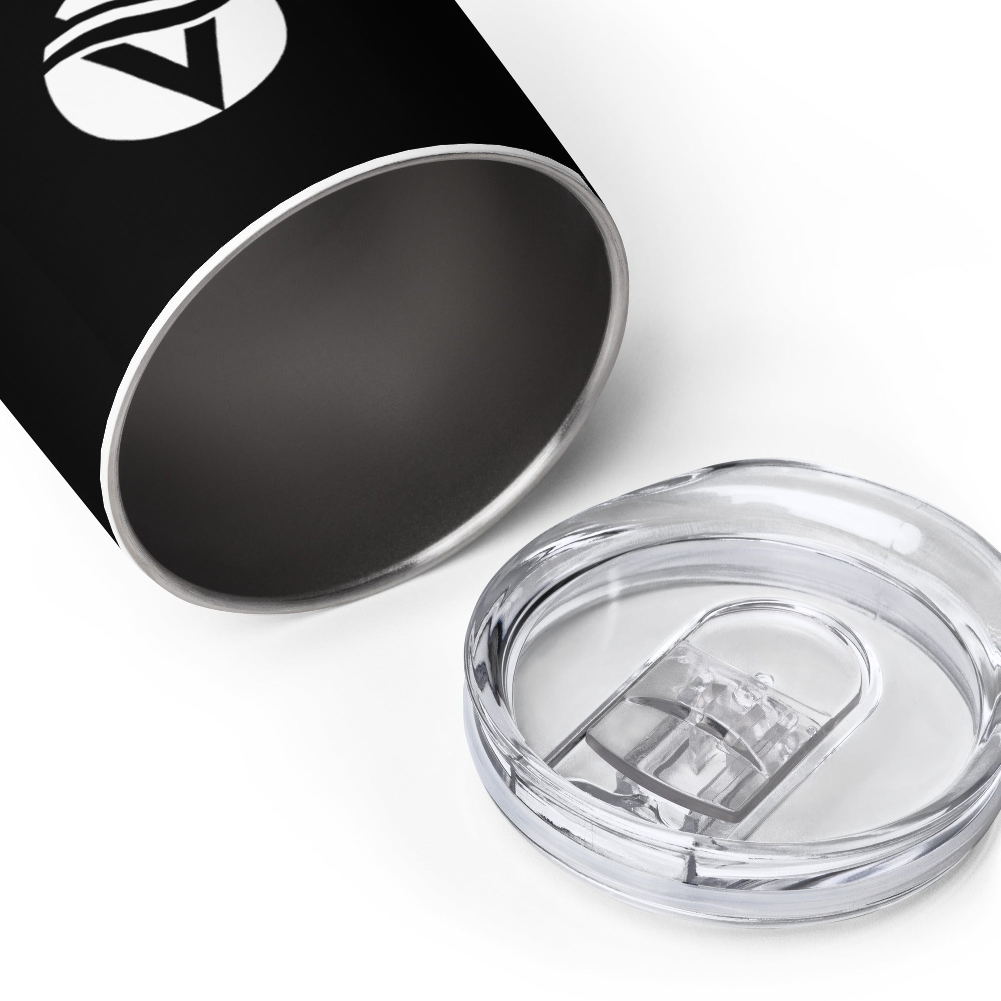 Stainless Steel Wine Tumbler 12oz - Black/White Logo