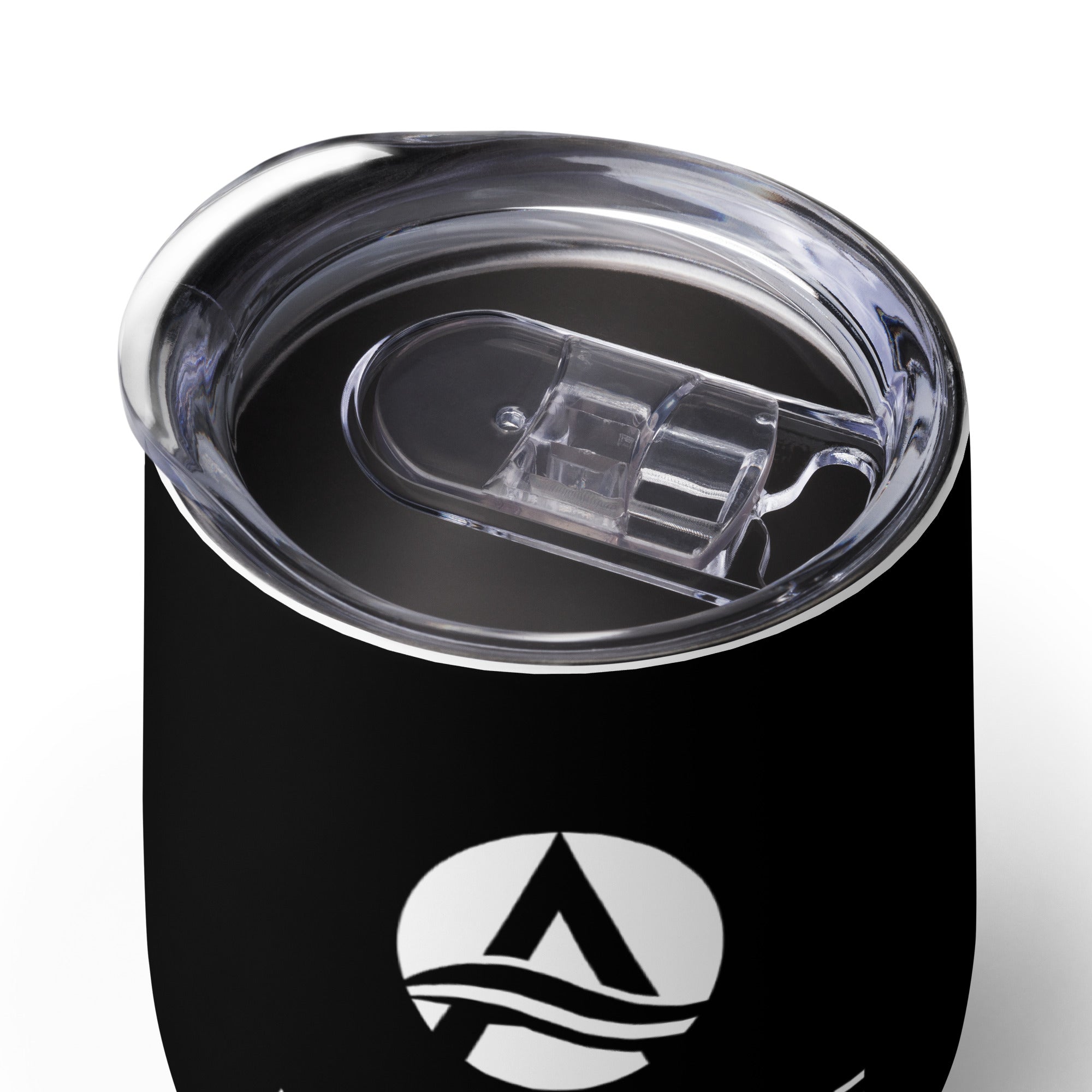 Stainless Steel Wine Tumbler 12oz - Black/White Logo