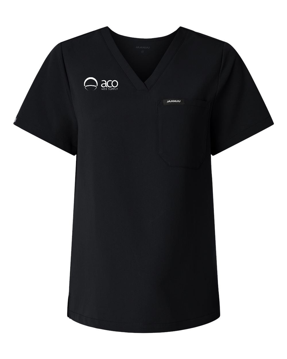 Jaanuu - Women's Rhena Essential 1-Pocket Scrub V-Neck Top With Logo