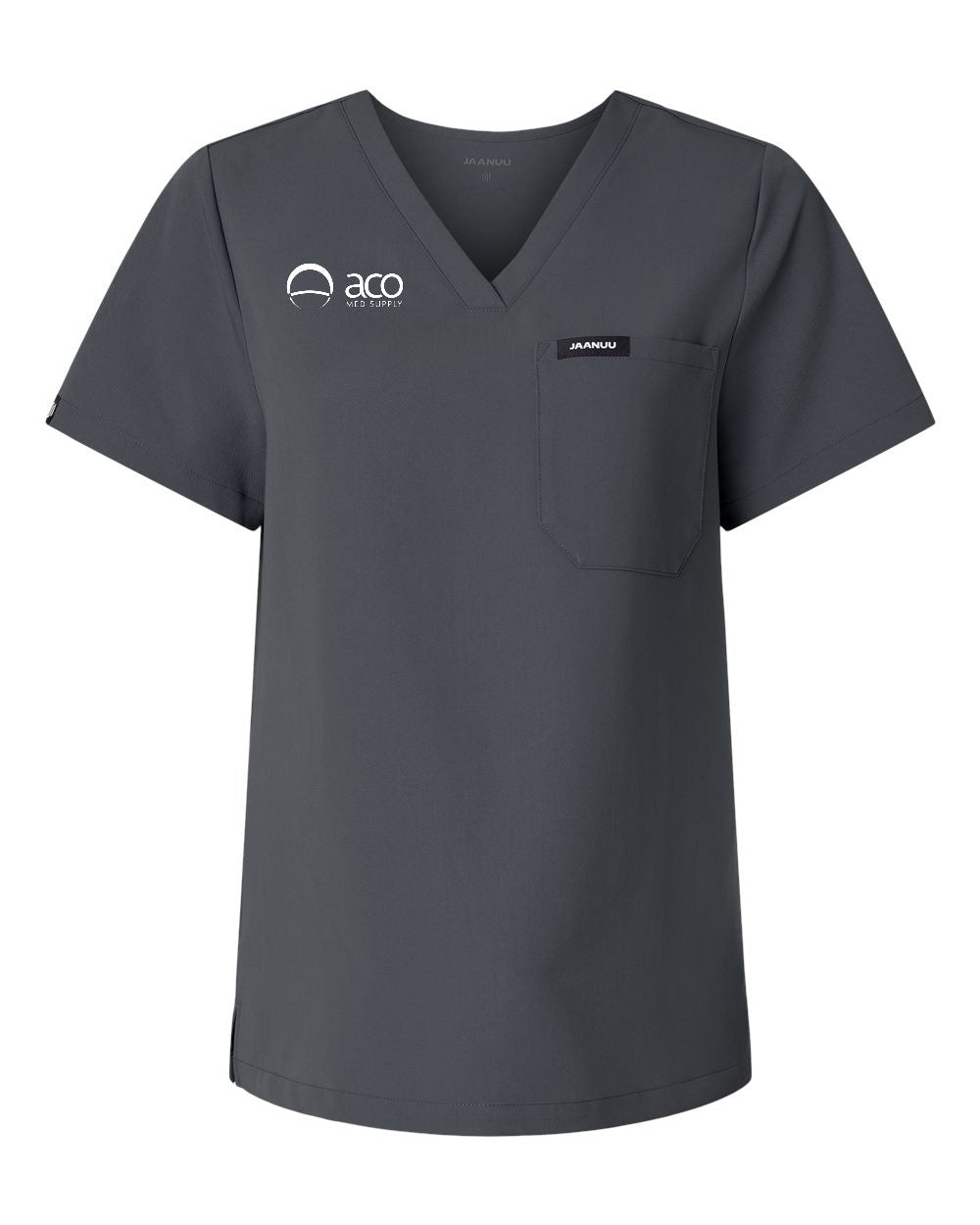 Jaanuu - Women's Rhena Essential 1-Pocket Scrub V-Neck Top With Logo