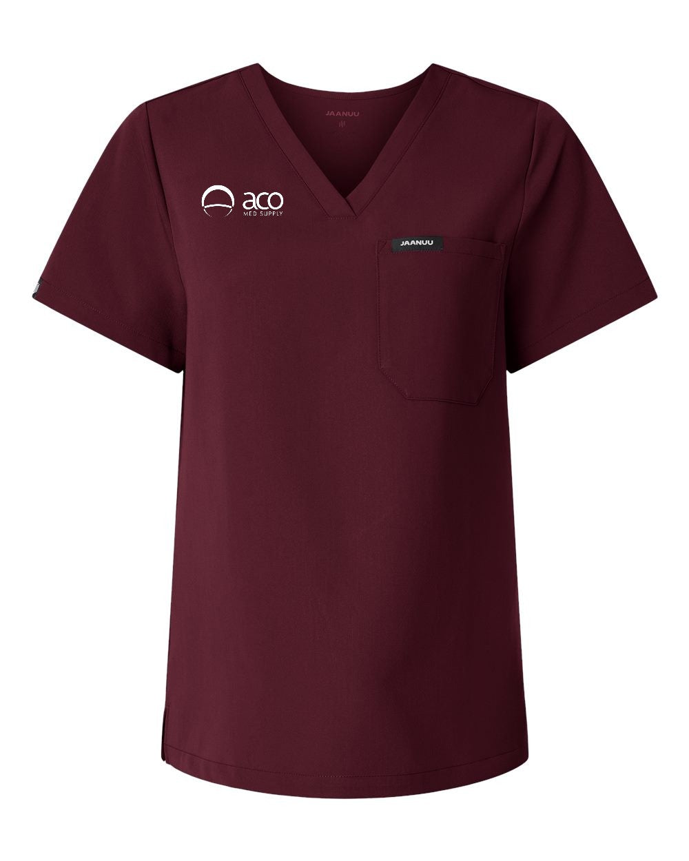 Jaanuu - Women's Rhena Essential 1-Pocket Scrub V-Neck Top With Logo