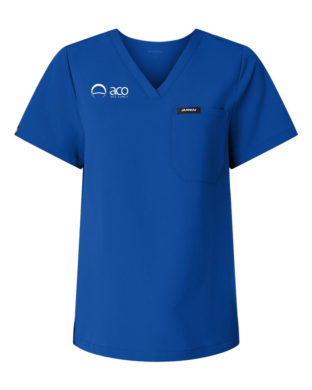 Jaanuu - Women's Rhena Essential 1-Pocket Scrub V-Neck Top With Logo