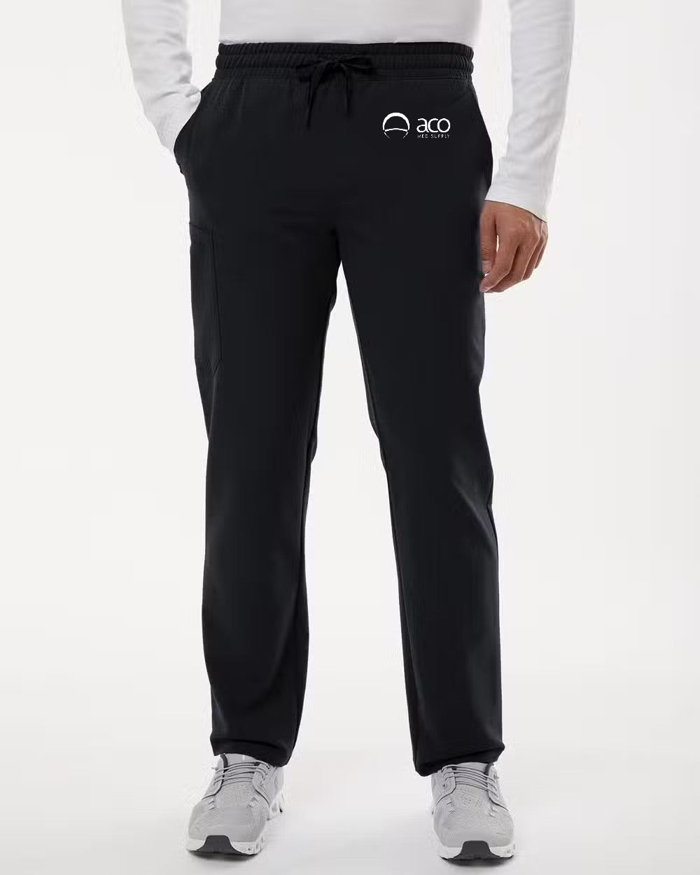 Jaanuu Men’s Rhodes Everyday Straight-Leg Scrub Pants With Logo