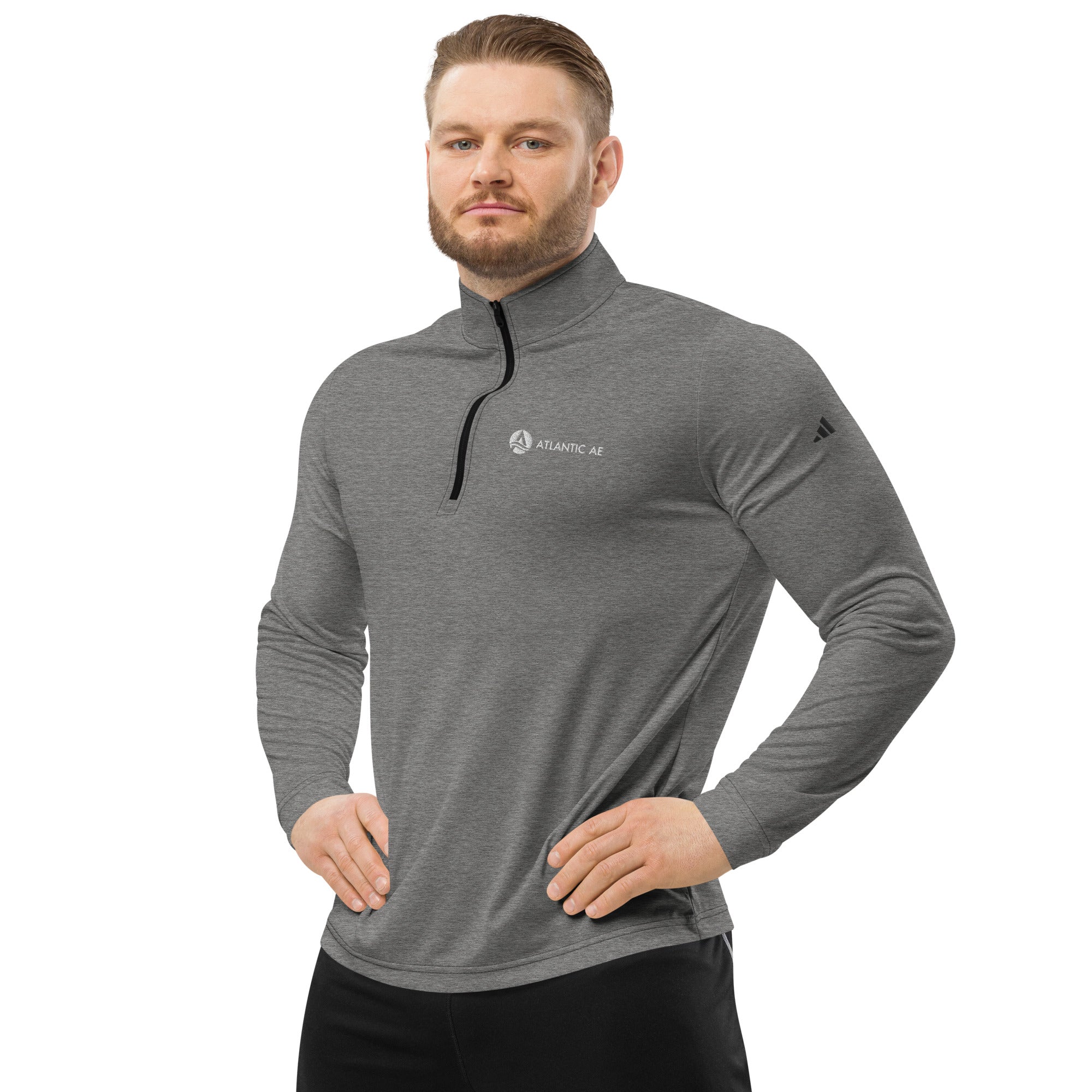 Atlantic AE Quarter Zip Adidas Dry-Wick Pullover - White Logo