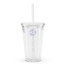 Clear Double-Walled Tumbler w/ Straw 16oz - Vertical Logo
