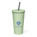 Stainless Steel Insulated Tumbler 20oz W/ Straw - Blue Logo