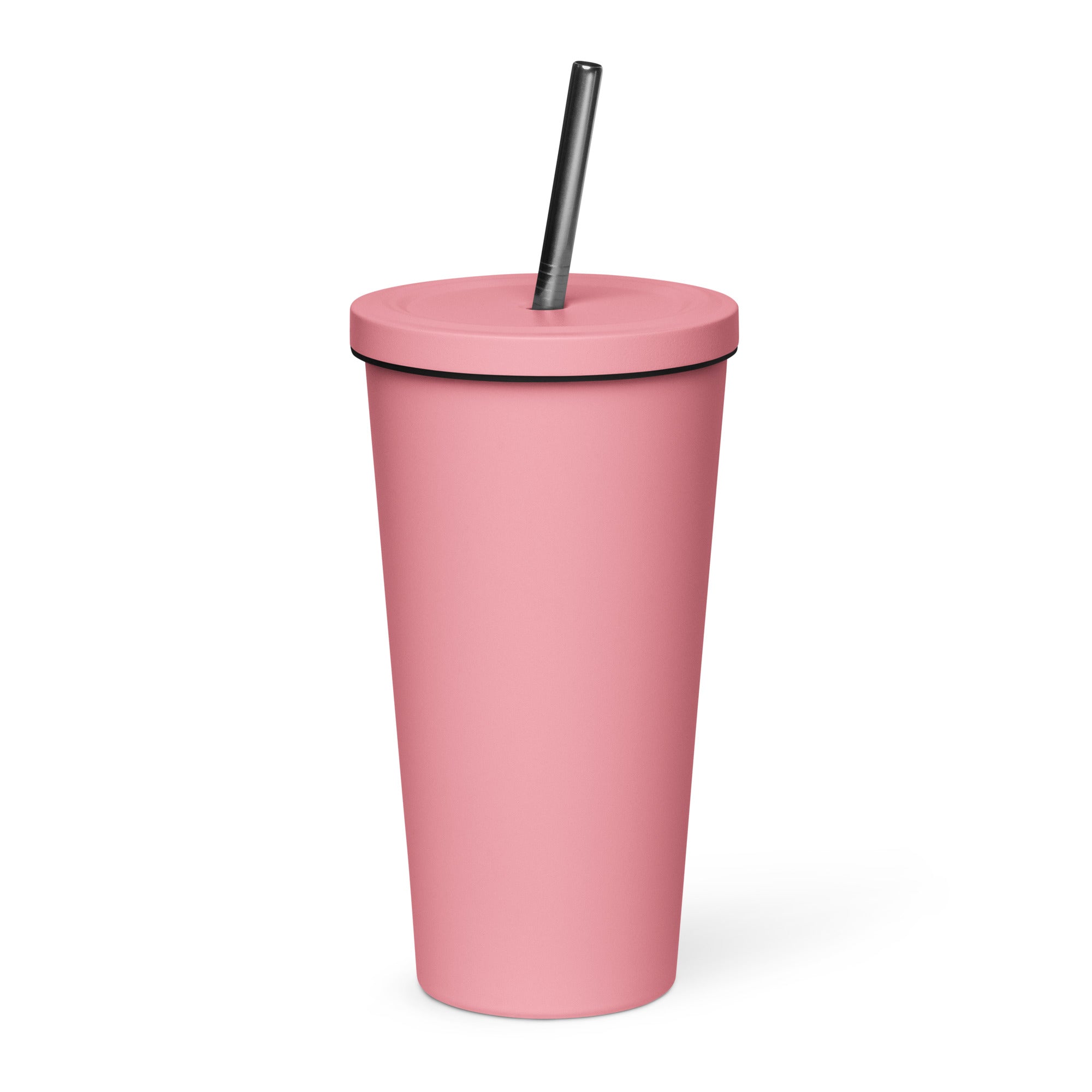 Stainless Steel Insulated Tumbler 20oz W/ Straw - Black Logo