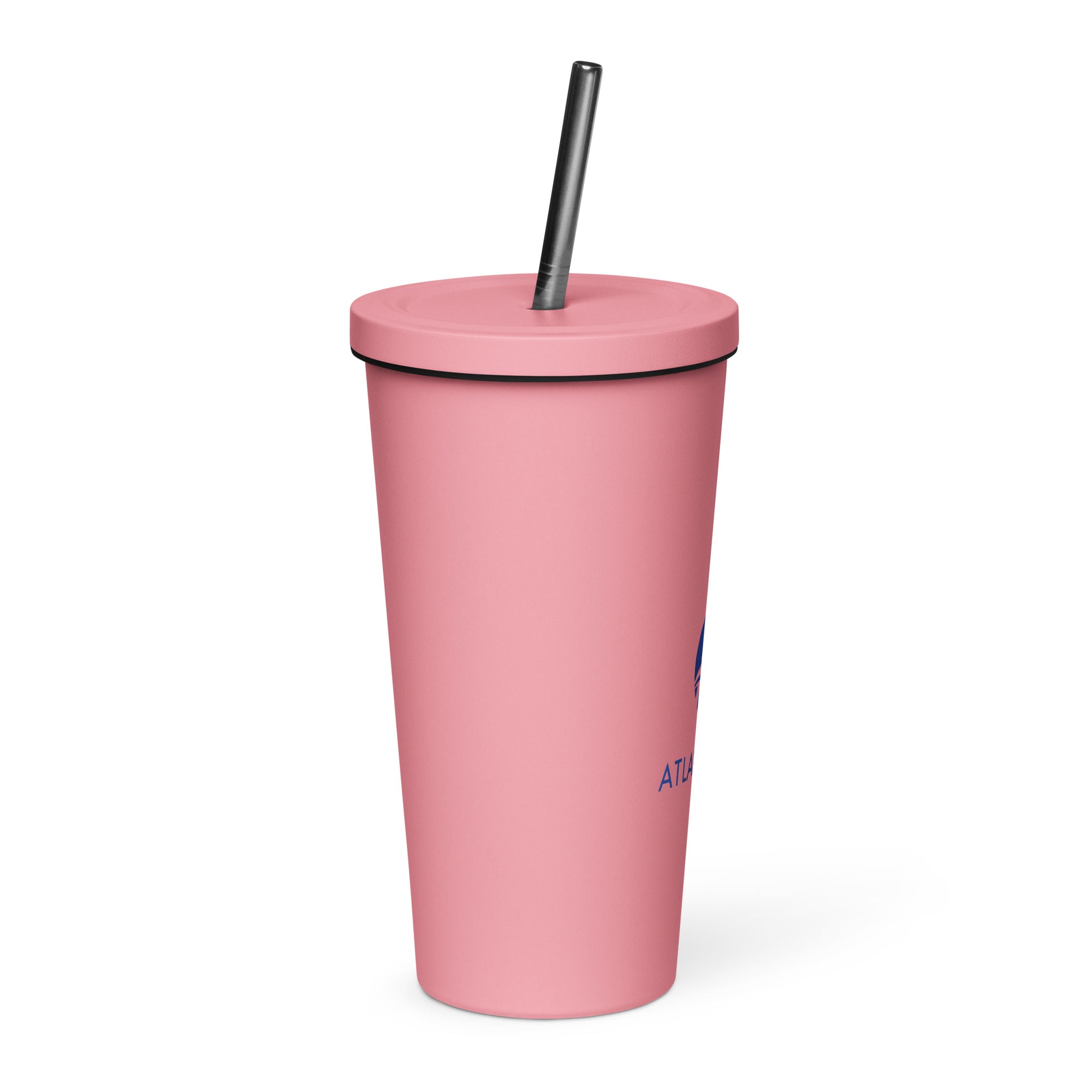 Stainless Steel Insulated Tumbler 20oz W/ Straw - Blue Logo