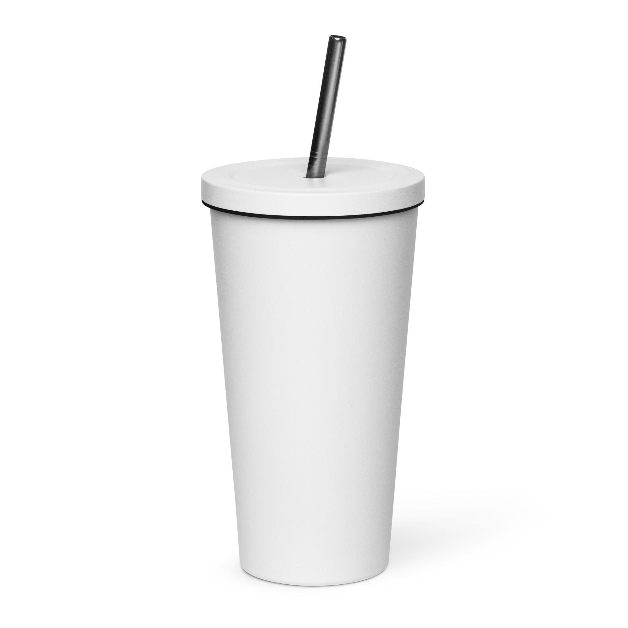 Stainless Steel Insulated Tumbler 20oz W/ Straw - Blue Logo