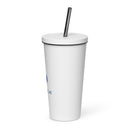 Stainless Steel Insulated Tumbler 20oz W/ Straw - Blue Logo