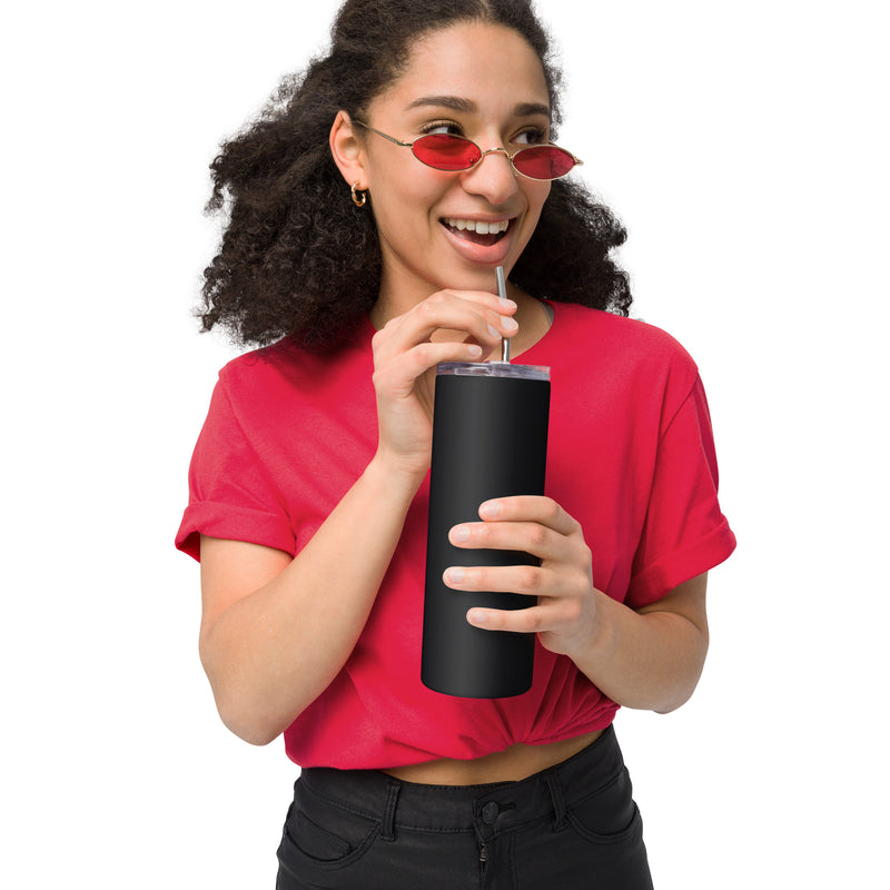 Stainless Steel Tumbler W/ Straw 20oz - White Logo