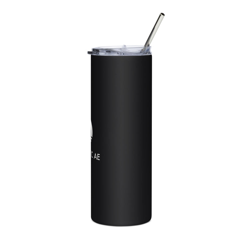 Stainless Steel Tumbler W/ Straw 20oz - White Logo