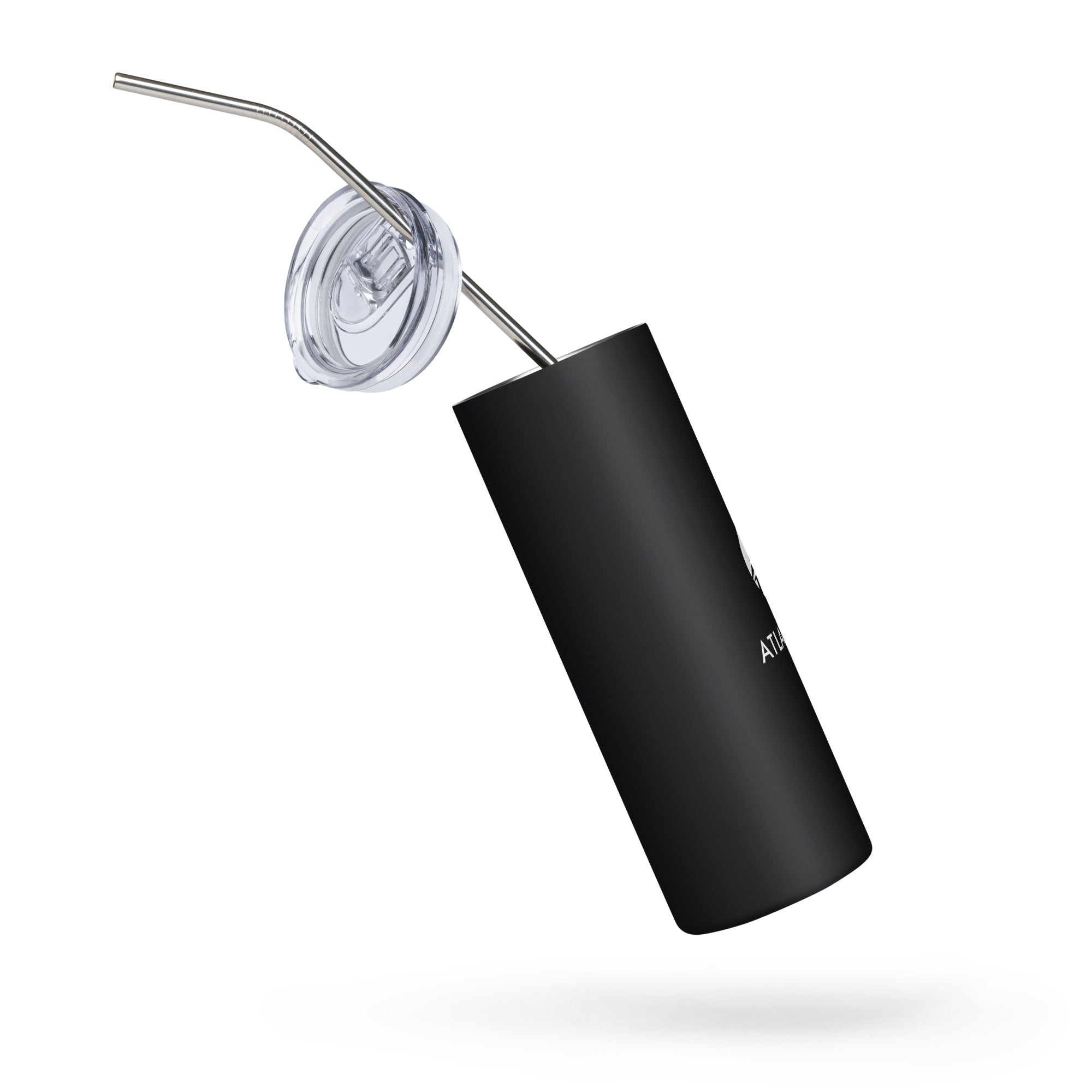 Stainless Steel Tumbler W/ Straw 20oz - White Logo