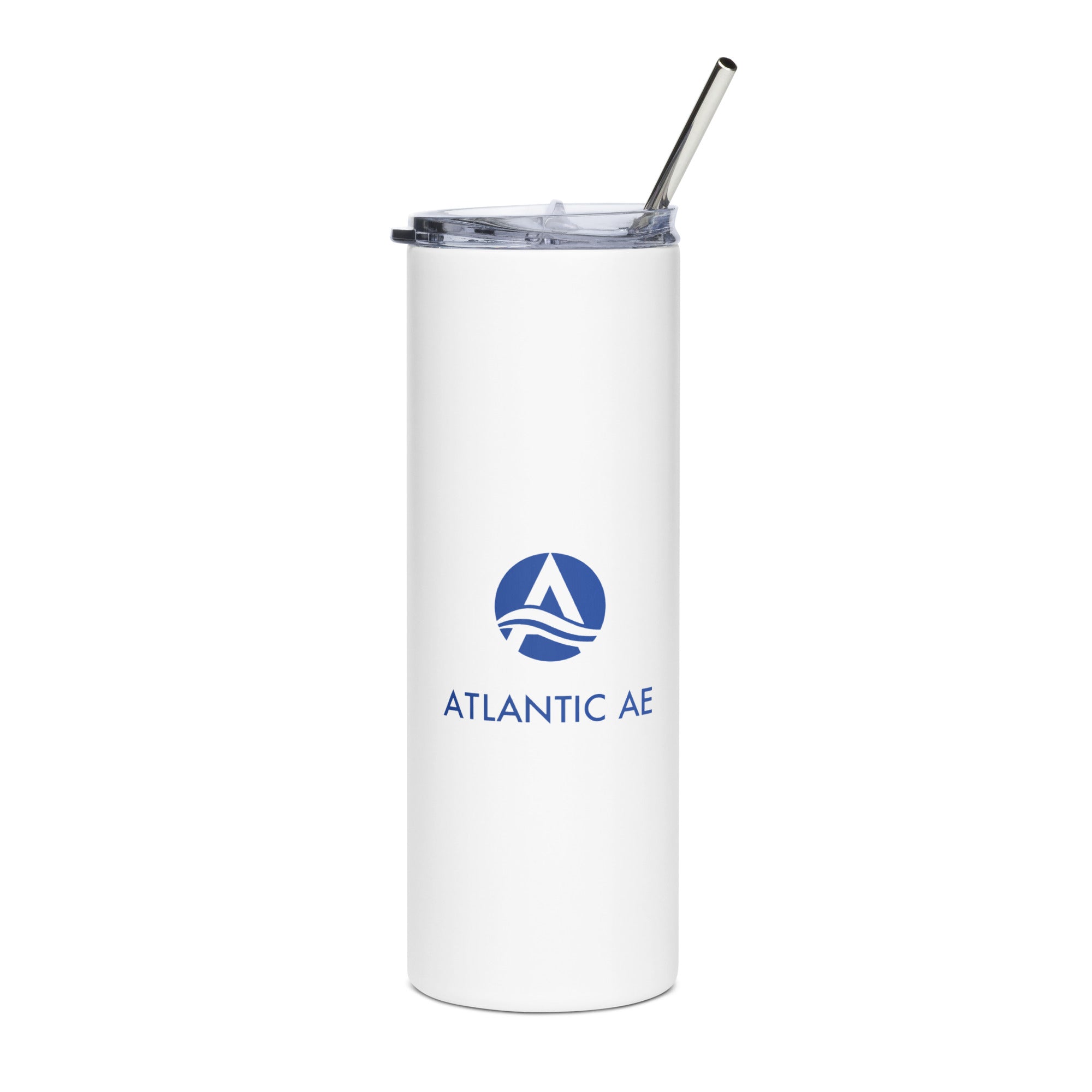 Stainless Steel Tumbler 20oz W/ Straw - Blue Logo