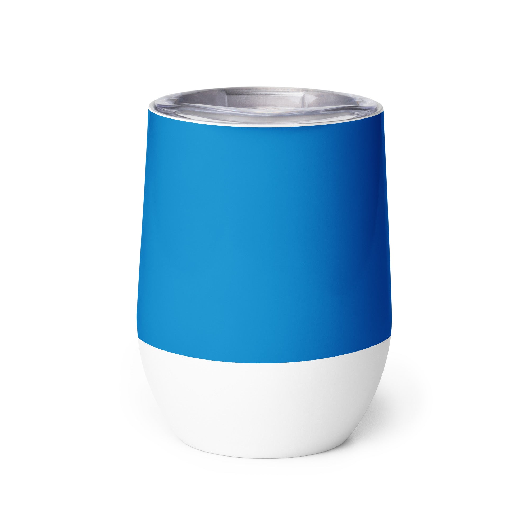Stainless Steel Wine Tumbler 12oz - Blue/White Logo