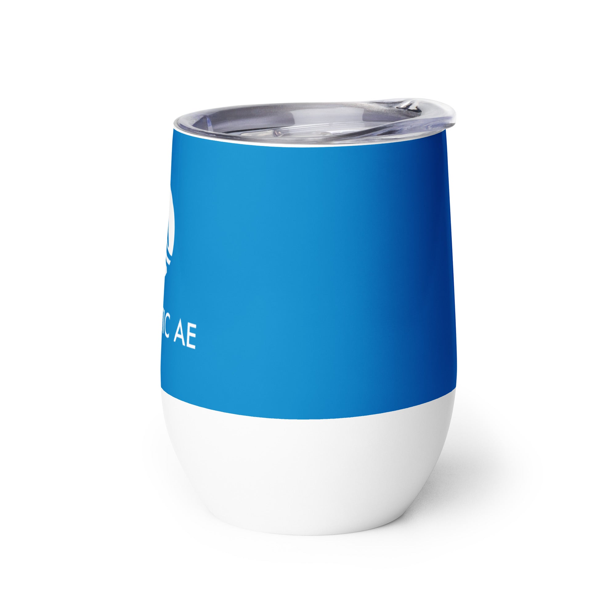 Stainless Steel Wine Tumbler 12oz - Blue/White Logo
