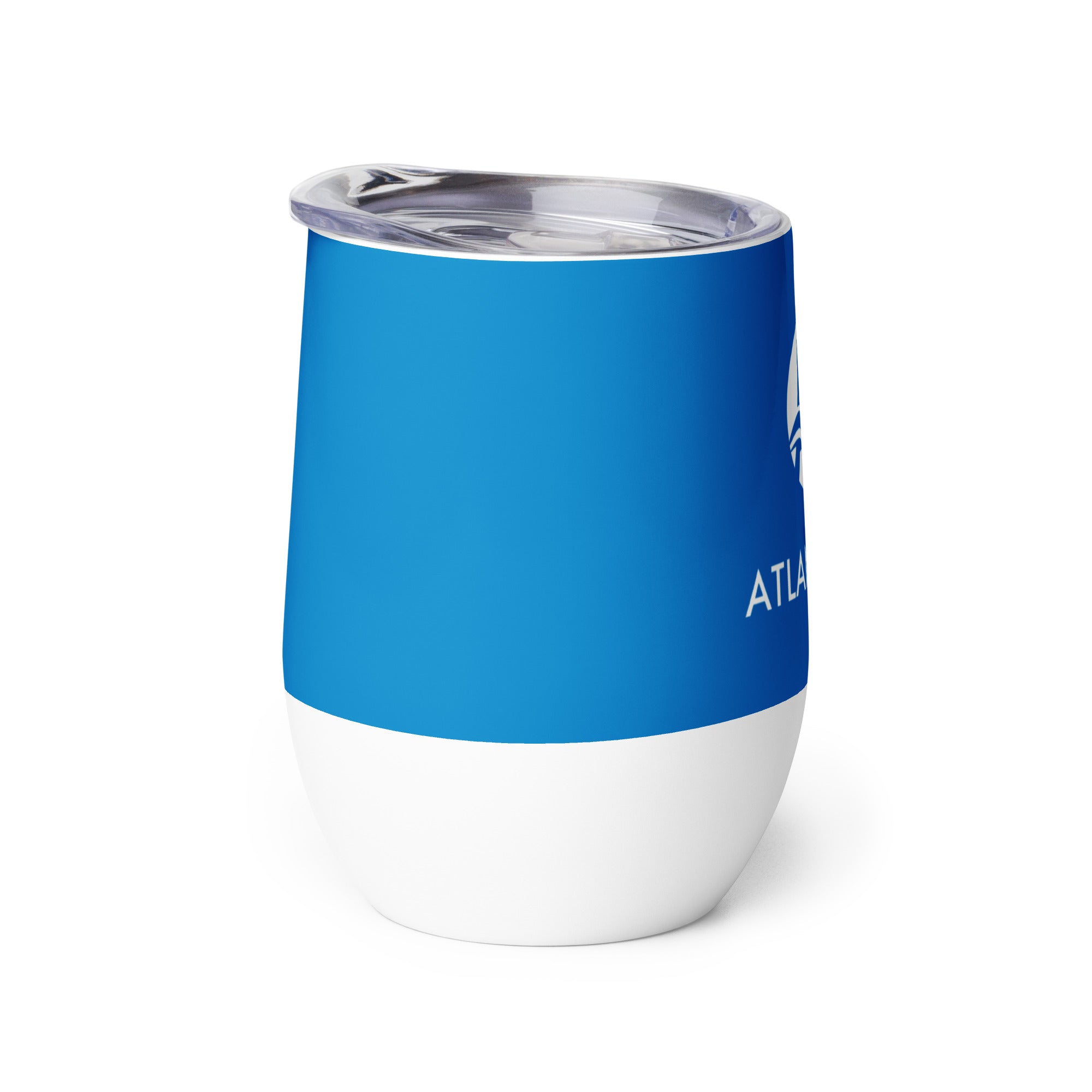 Stainless Steel Wine Tumbler 12oz - Blue/White Logo