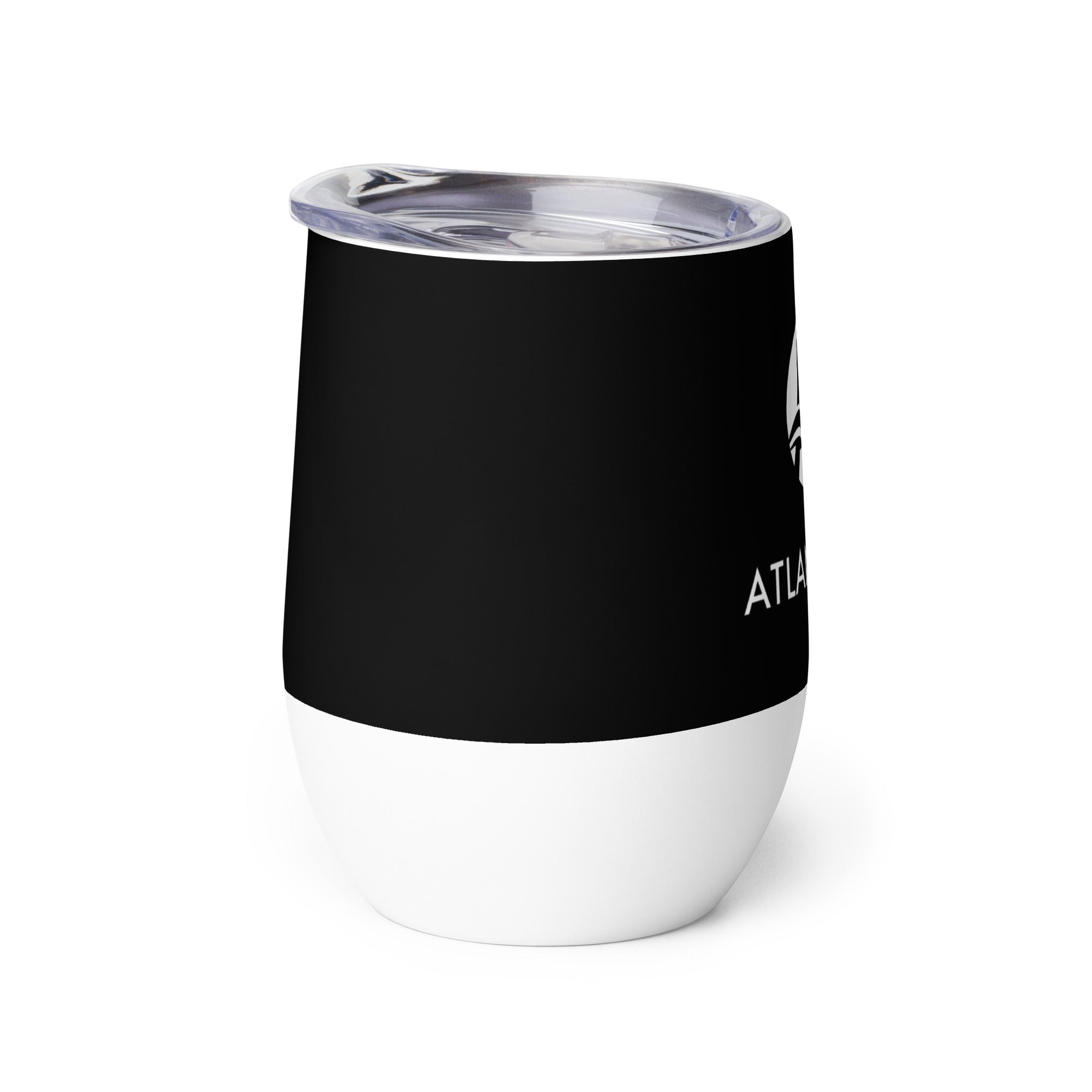 Stainless Steel Wine Tumbler 12oz - Black/White Logo