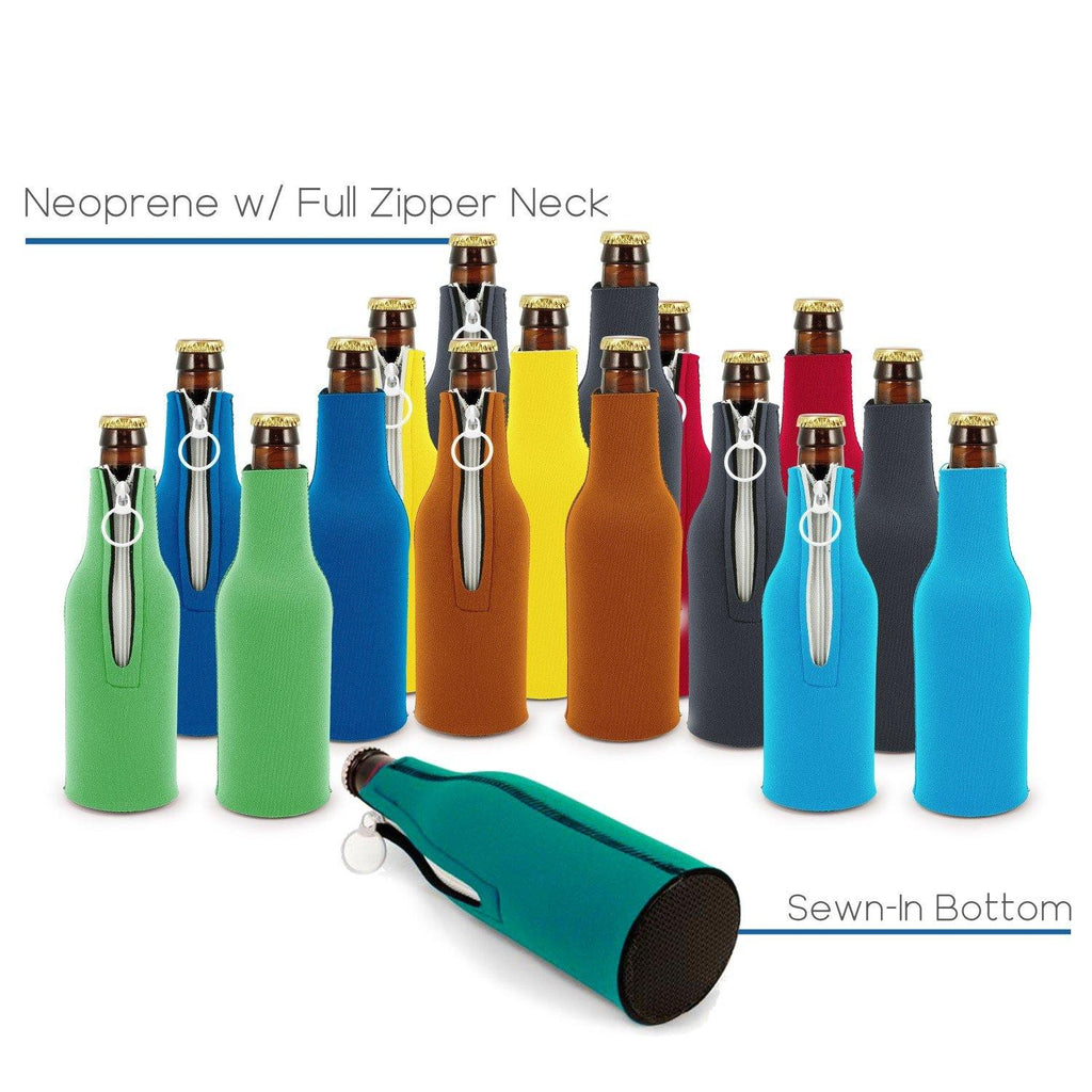 KOOZIE Beer Bottle Cooler with Zipper and Bottle Opener, Insulated Zip Up  Neoprene Jacket for 12 oz Bottles