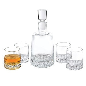 Custom engraved 5 Piece Park Avenue Whiskey, Bourbon or Scotch Decanter Set - Item K830 from Quality Glass Engraving